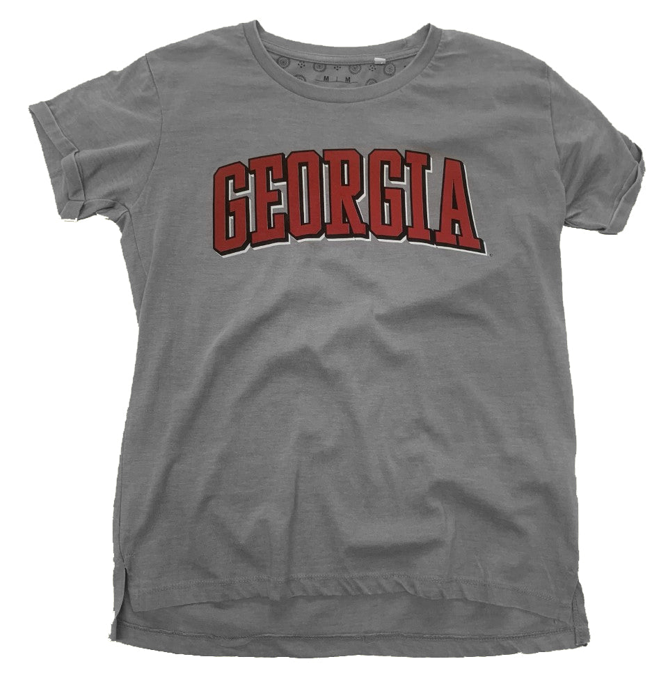Pressbox Georgia Bulldogs Michlen Script Womens Grey Short Sleeve Shirt Pressbox