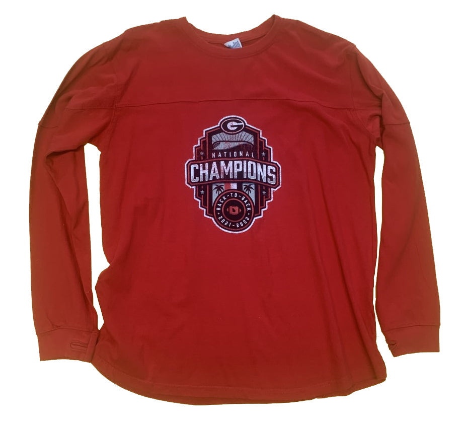 Pressbox Georgia Bulldogs National Champs 22 Womens Jersey Red Sweatshirt Pressbox