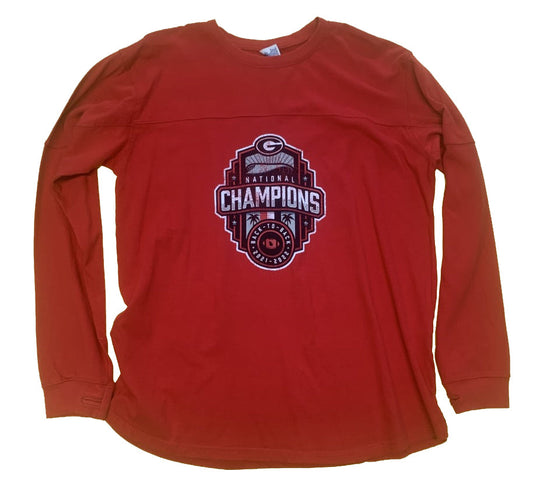 Pressbox Georgia Bulldogs National Champs 22 Womens Jersey Red Sweatshirt Pressbox