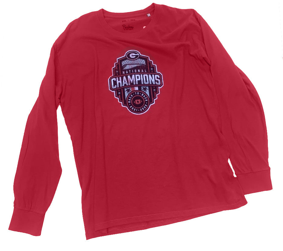 Pressbox Georgia Bulldogs National Champs 22 Logo Womens Red Long Sleeve Shirt Pressbox