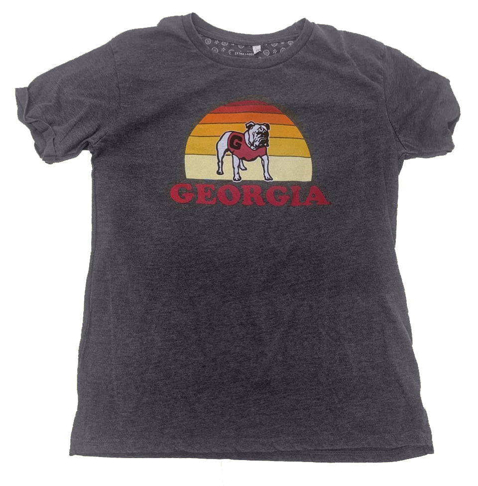 Pressbox Georgia Bulldogs Retro Sun Dog Womens Grey Short Sleeve Shirt Pressbox