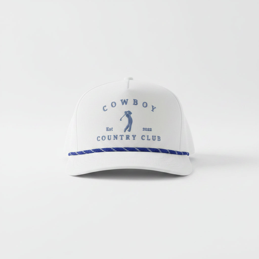 Cowboy Country Club Golfer Roped Hat White Cowboy Country Club