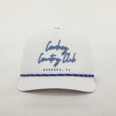 Cowboy Country Club Cursive Roped Hat White Cowboy Country Club