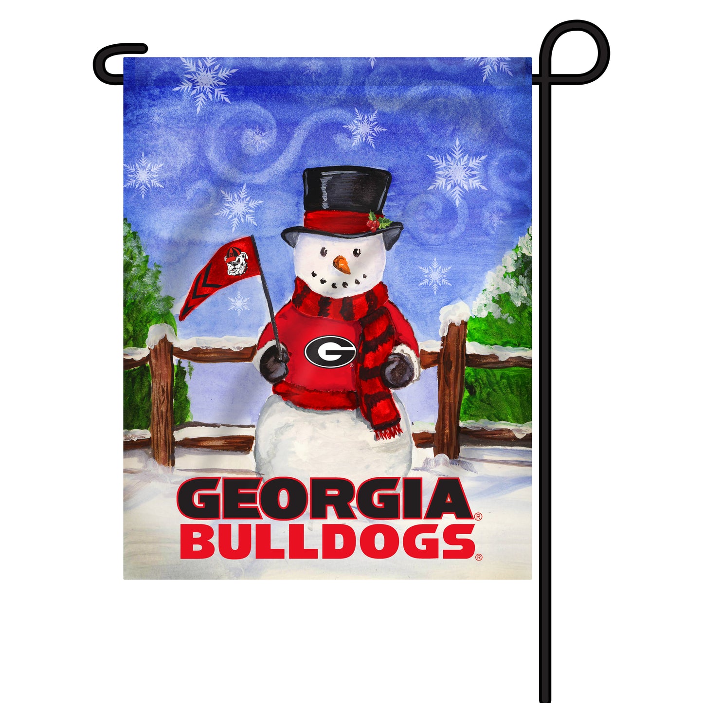 Georgia Bulldogs Garden Flag Snow Man Fan