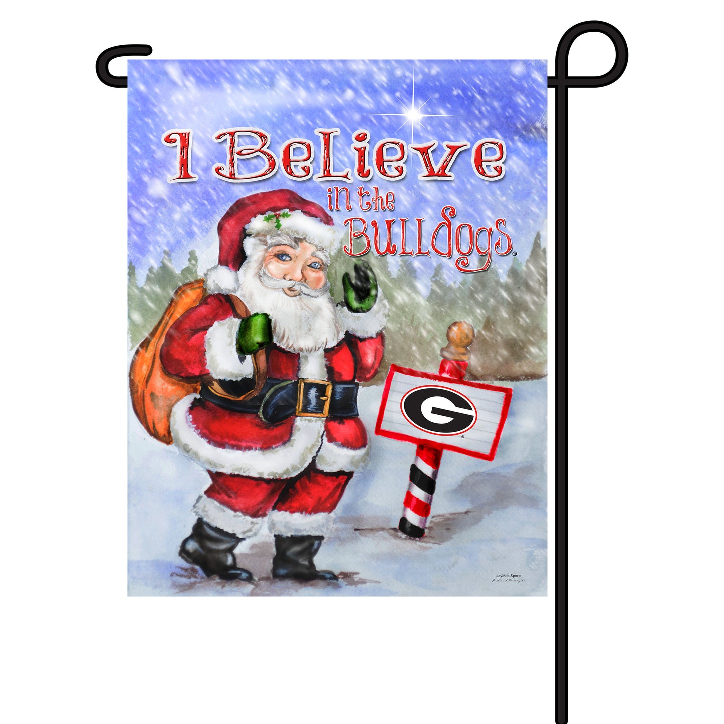 Georgia Bulldogs Garden Flag Santa Believes