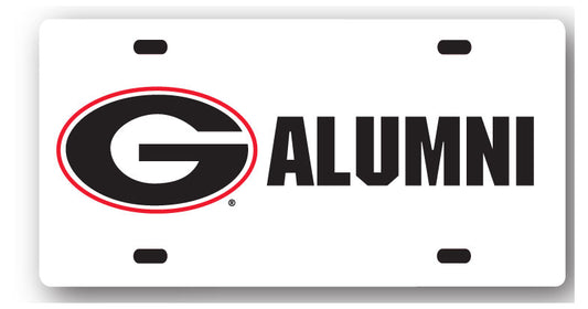 Georgia Bulldogs White Plastic License Plate Alumni