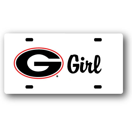 Georgia Bulldogs Girl Plastic License Plate White