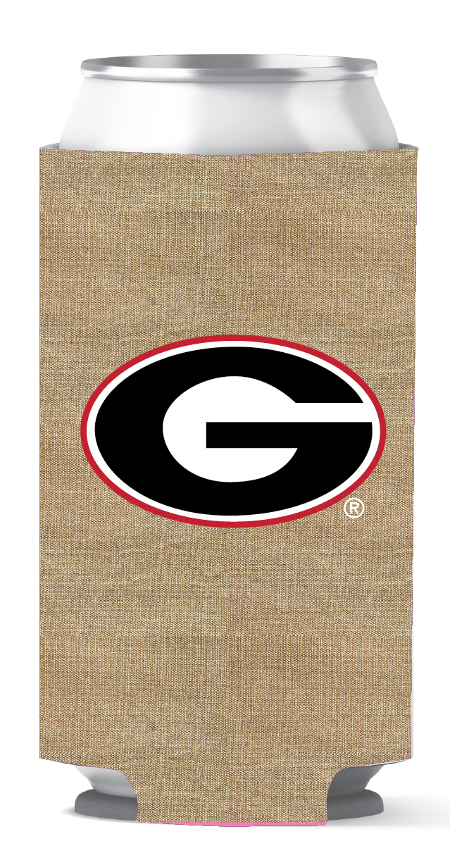 Georgia Bulldogs Tall Can Coozie Burlap