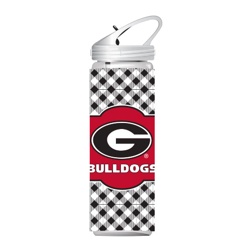 Georgia Bulldogs Cross Stitch Black Water Bottle with Coozie