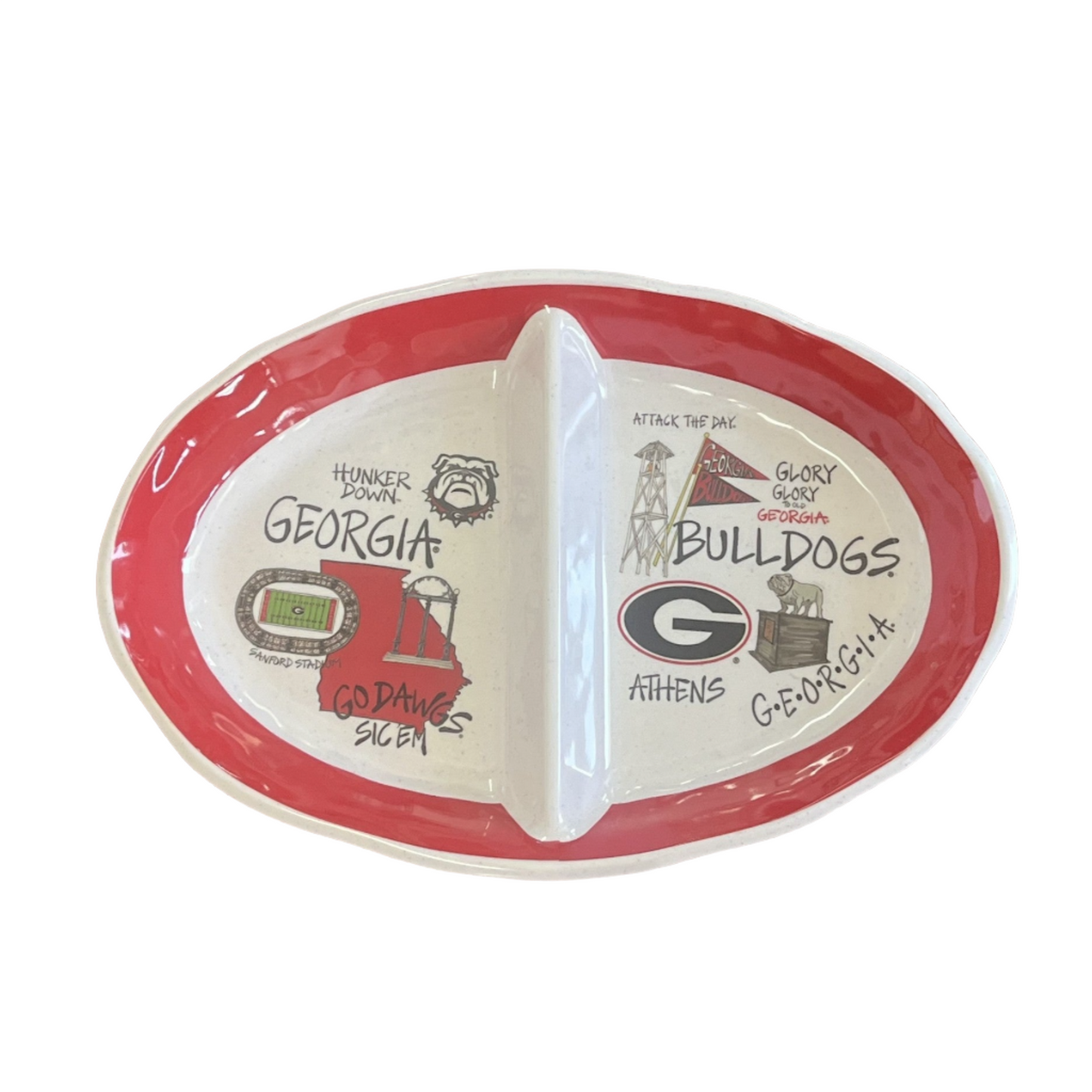 Magnolia Lane Georgia Bulldogs Melamine Oval 2 Section Tray