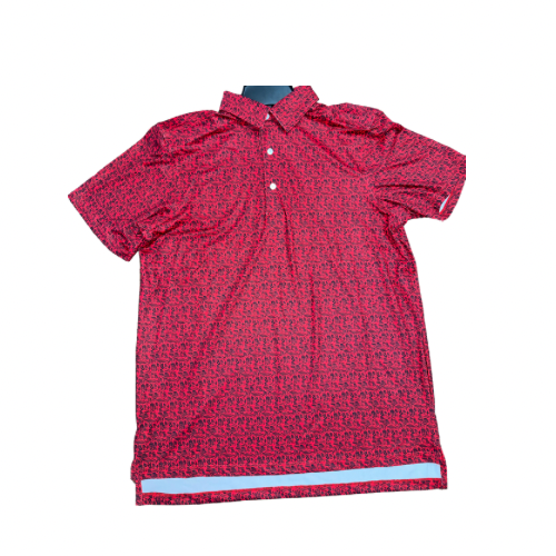 Meripex Youth Red Standing Dog Print Polo