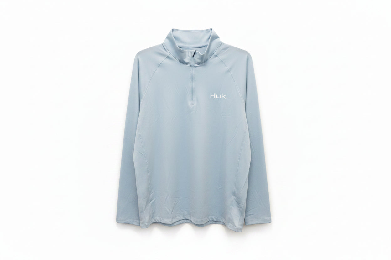 Huk Airweight Tech LS 1/4 Zip coastal Drift Heather Huk