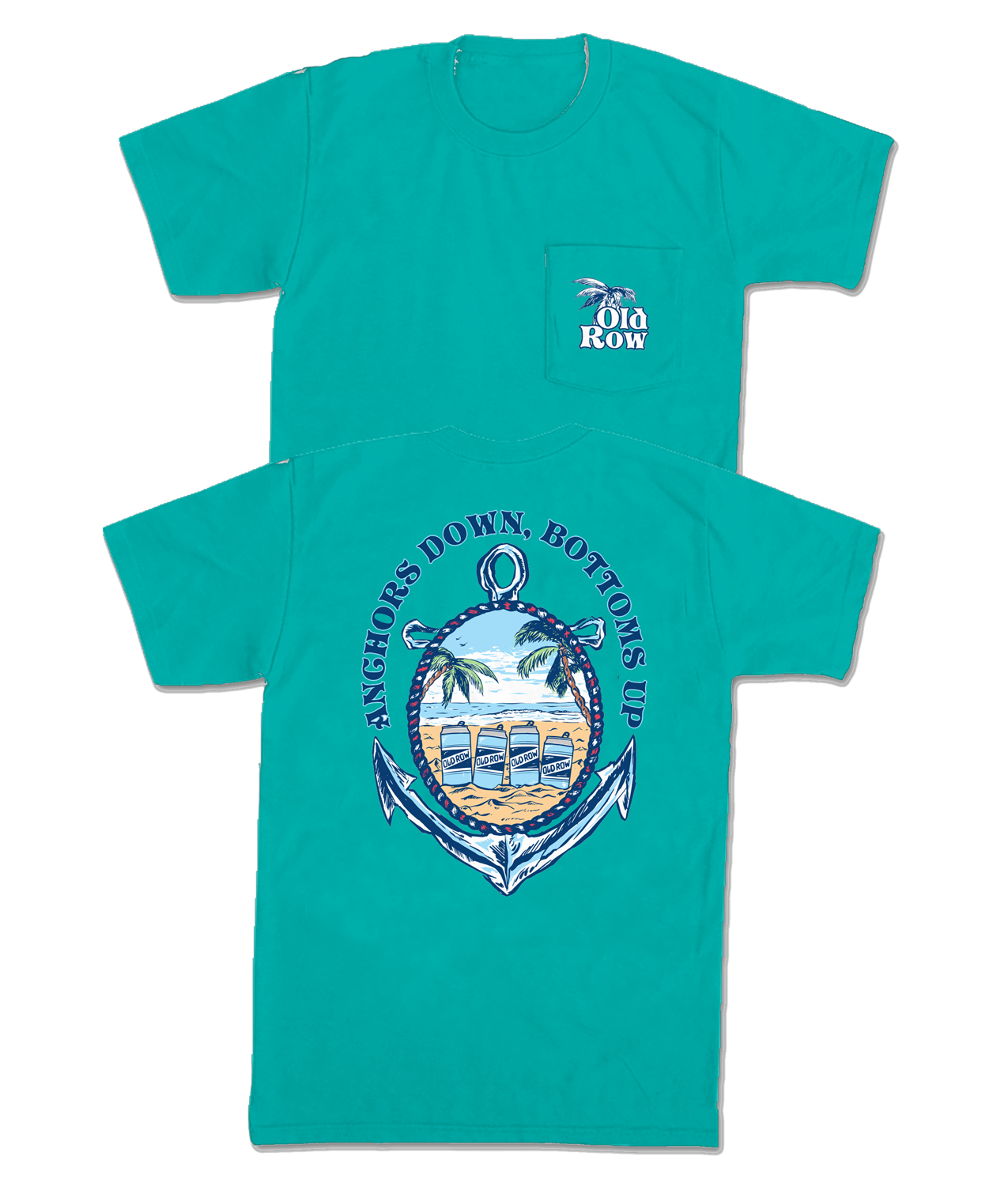 Old Row Anchors Down Pocket Tee Seafoam