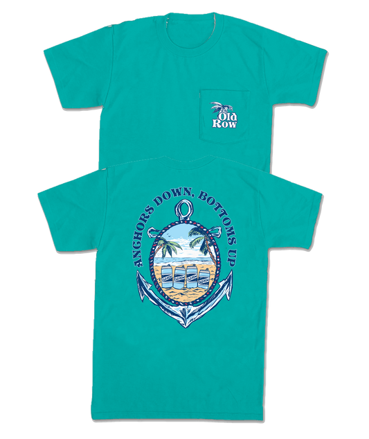 Old Row Anchors Down Pocket Tee Seafoam