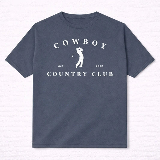 Cowboy Country Club - Golfer Logo T-Shirt Blue Cowboy Country Club