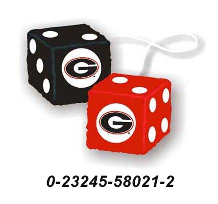 Georgia Bulldogs Mirror Fuzzy Dice