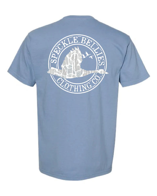 Speckle Bellies Ghost Camo Circle Logo Washed Denim