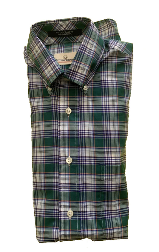 Cotton Brothers Long Sleeve Button Up Green Plaid