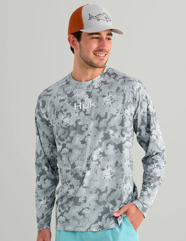 Huk Airweight Tech KC Printed Long Sleeve Crew Huk