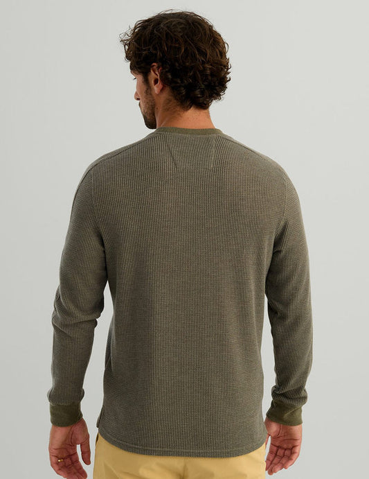Huk Waffle Long Sleeve Crew Heather Moss etcoutfitters