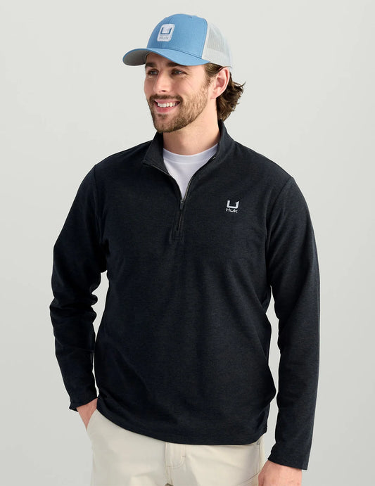 Huk Leeward Lightweight Fleece 1/4 Zip Black Heather Huk