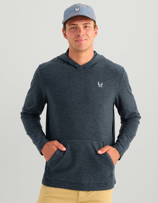 Huk Leeward Lightweight Fleece Hoodie Sea Storm Heather Huk