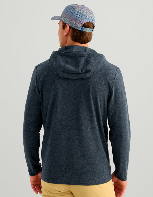 Huk Leeward Lightweight Fleece Hoodie Sea Storm Heather Huk