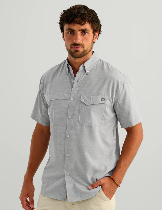 Huk Tidepoint Heather Ripstop SS Shirt Sharkskin Heather Huk