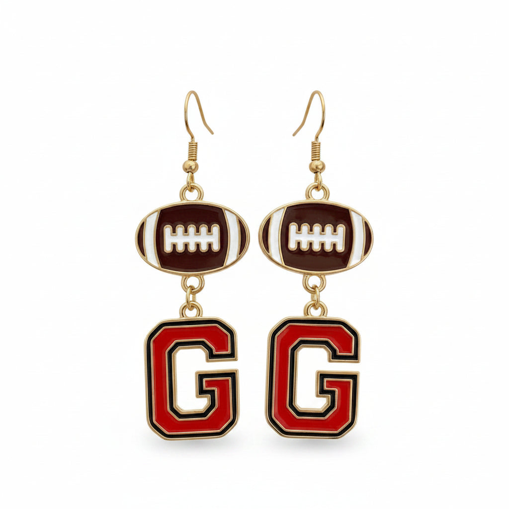 Georgia Bulldogs Gameday G Football Drop Earrings Golden Stella