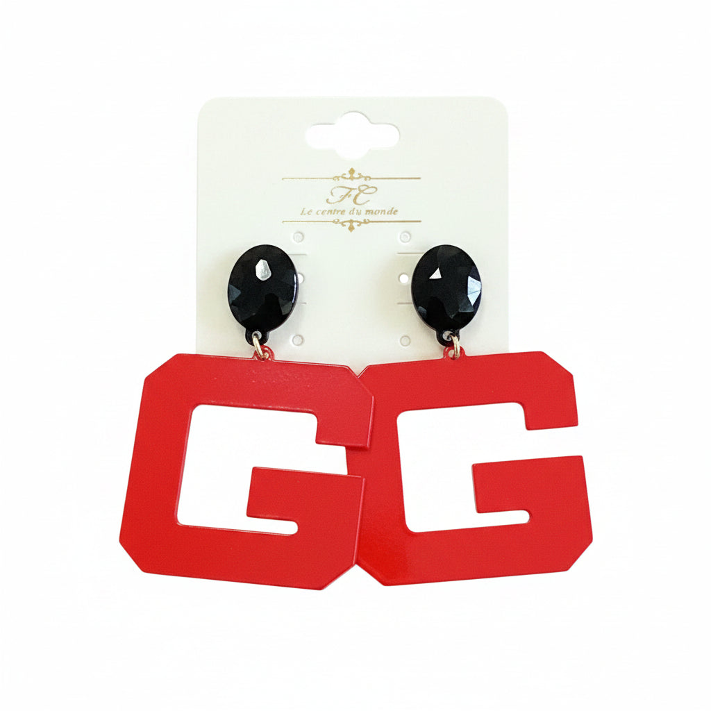Georgia Bulldogs Gameday Logo Acrylic Drop Earrings Black/Red Golden Stella