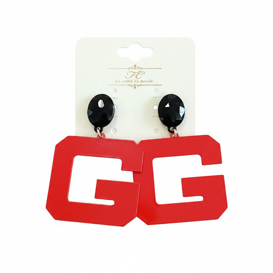 Georgia Bulldogs Gameday Logo Acrylic Drop Earrings Black/Red Golden Stella
