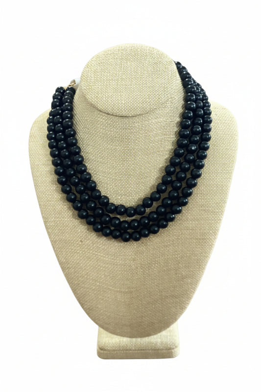 Georgia Bulldogs 3 Row color Wood Ball Necklace Black Golden Stella