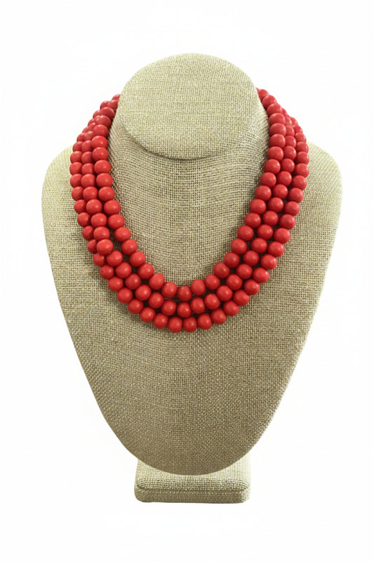 Georgia Bulldogs 3 Row color Wood Ball Necklace Golden Stella