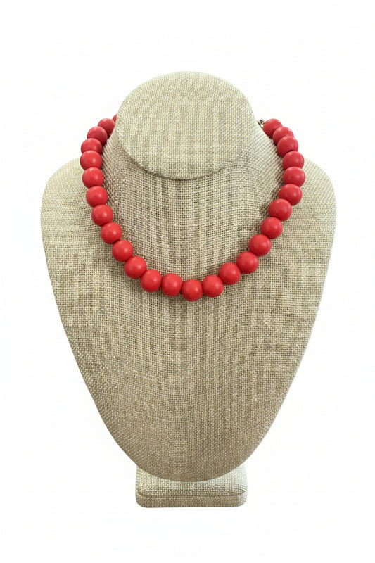 Georgia Bulldogs colored Wooden Ball Necklace Red Golden Stella