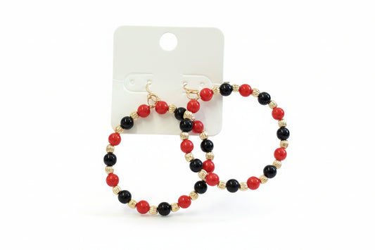 Georgia Bulldogs Game-day Bead Round Earrings Red/Black Golden Stella