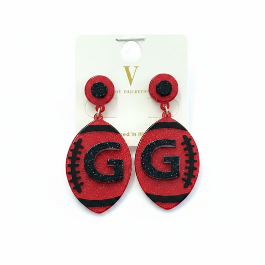 Georgia Bulldogs Gameday Football Inintial Earrings Golden Stella