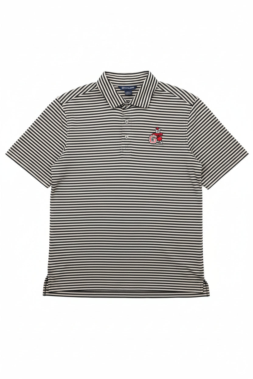 Cutter and Buck Georgia Bulldogs Virtue Eco Pique Stripe Polo Black/Grey Cutter & Buck