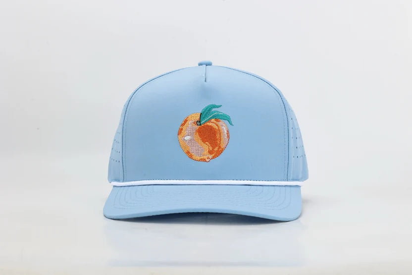Happy Threads Baby Blue Georgia Peach Embroidered Hat with Rope Happy Threads