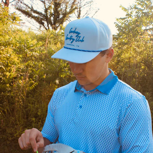 Cowboy Country Club Cursive Roped Hat White Cowboy Country Club