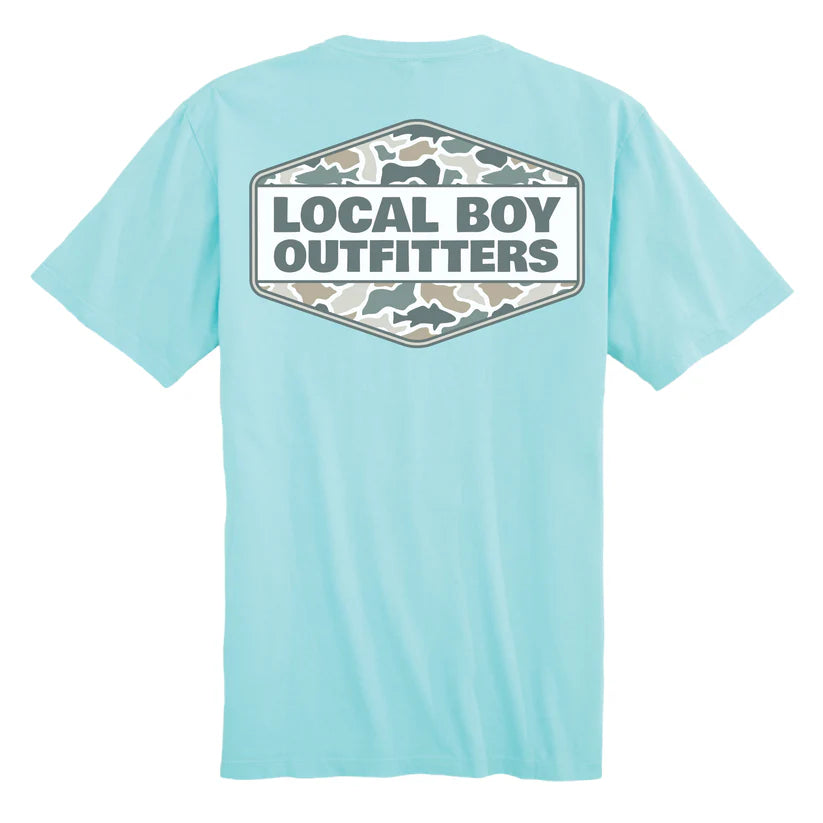 Local Boy Fish Camo Diamond Crest SS Tee Aqua Local Boy Outfitters