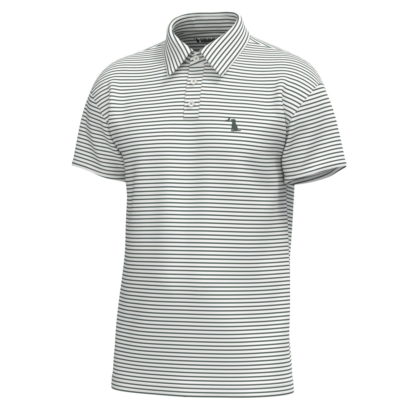 Local Boy Edisto Polo Dark Green and White Local Boy Outfitters