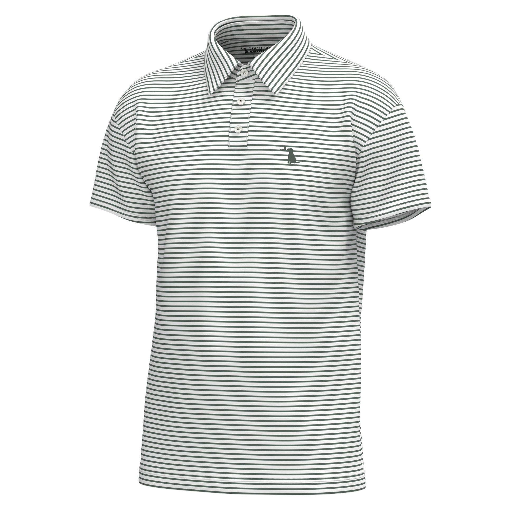 Local Boy Edisto Polo Dark Green and White Local Boy Outfitters