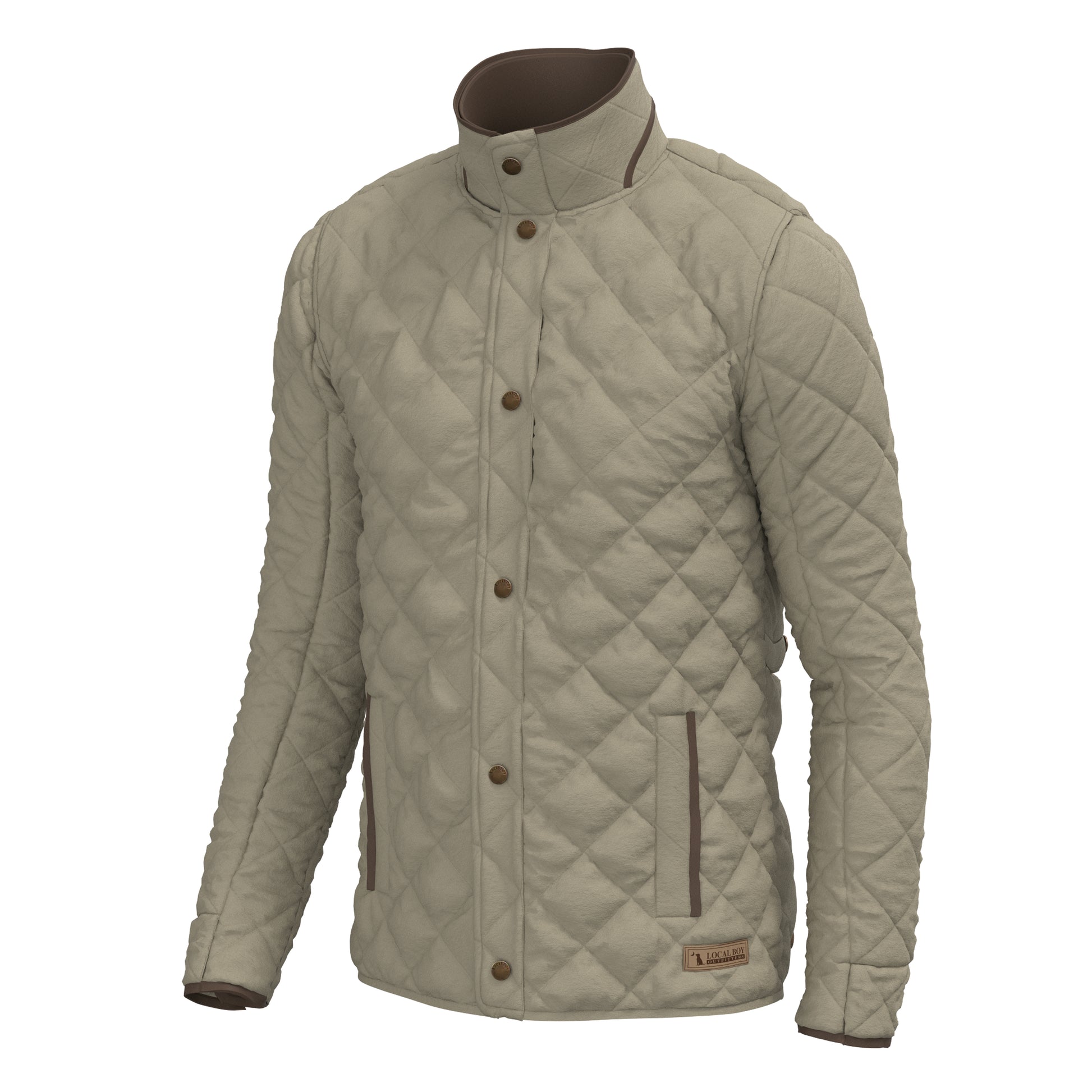 Local Boy Diamond Quilted Jacket Beige Local Boy Outfitters