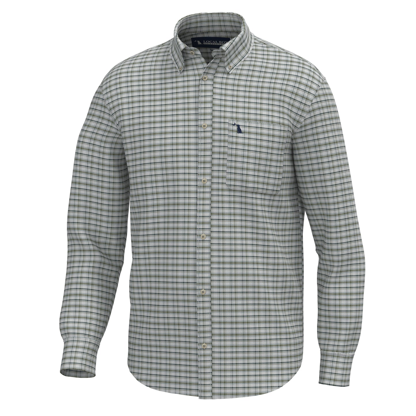 Local Boy Youth McNally Dress Shirt Silver/Smoky Teal/Olive Local Boy Outfitters