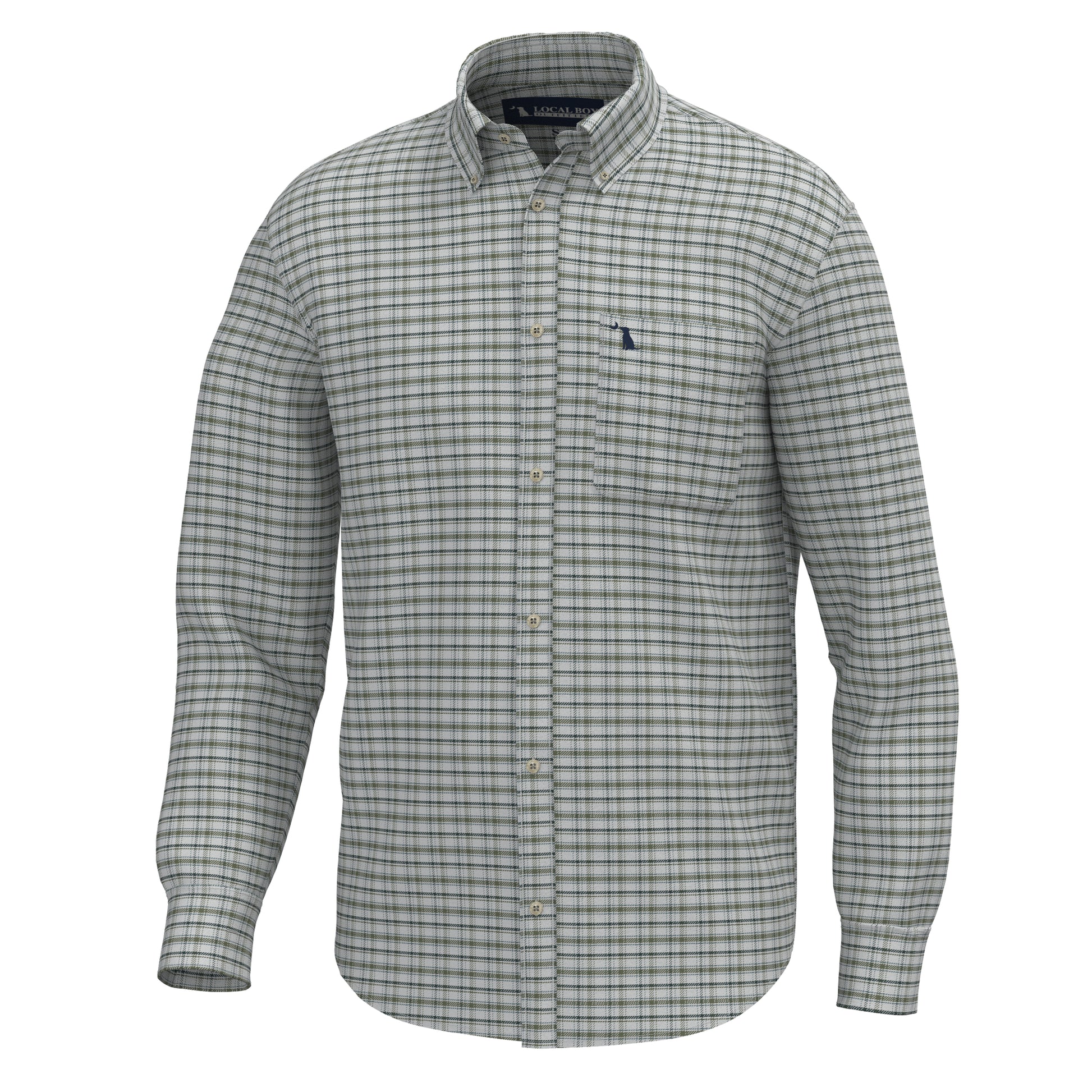 Local Boy Youth McNally Dress Shirt Silver/Smoky Teal/Olive Local Boy Outfitters