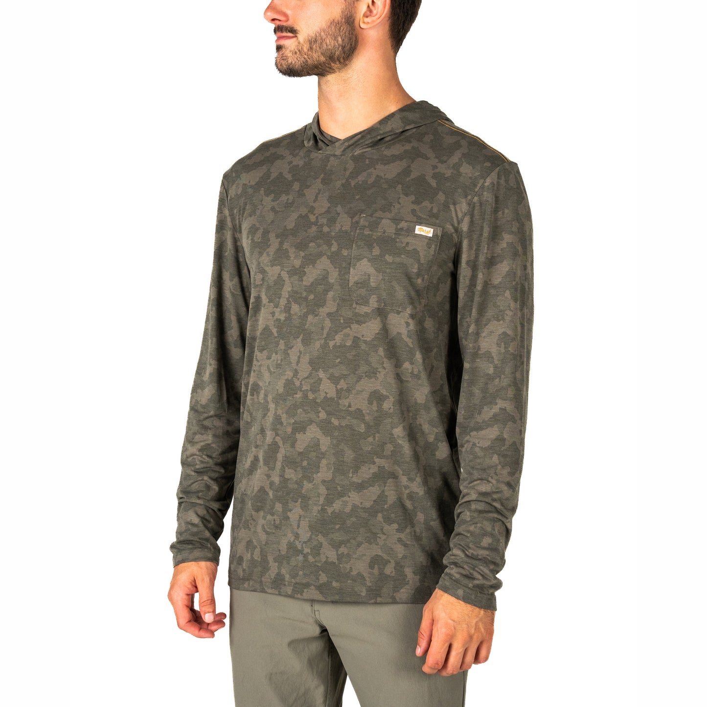 Marsh Wear Buxton Hagood Hood Shirt Fossil Foxhole Camo Marsh Wear