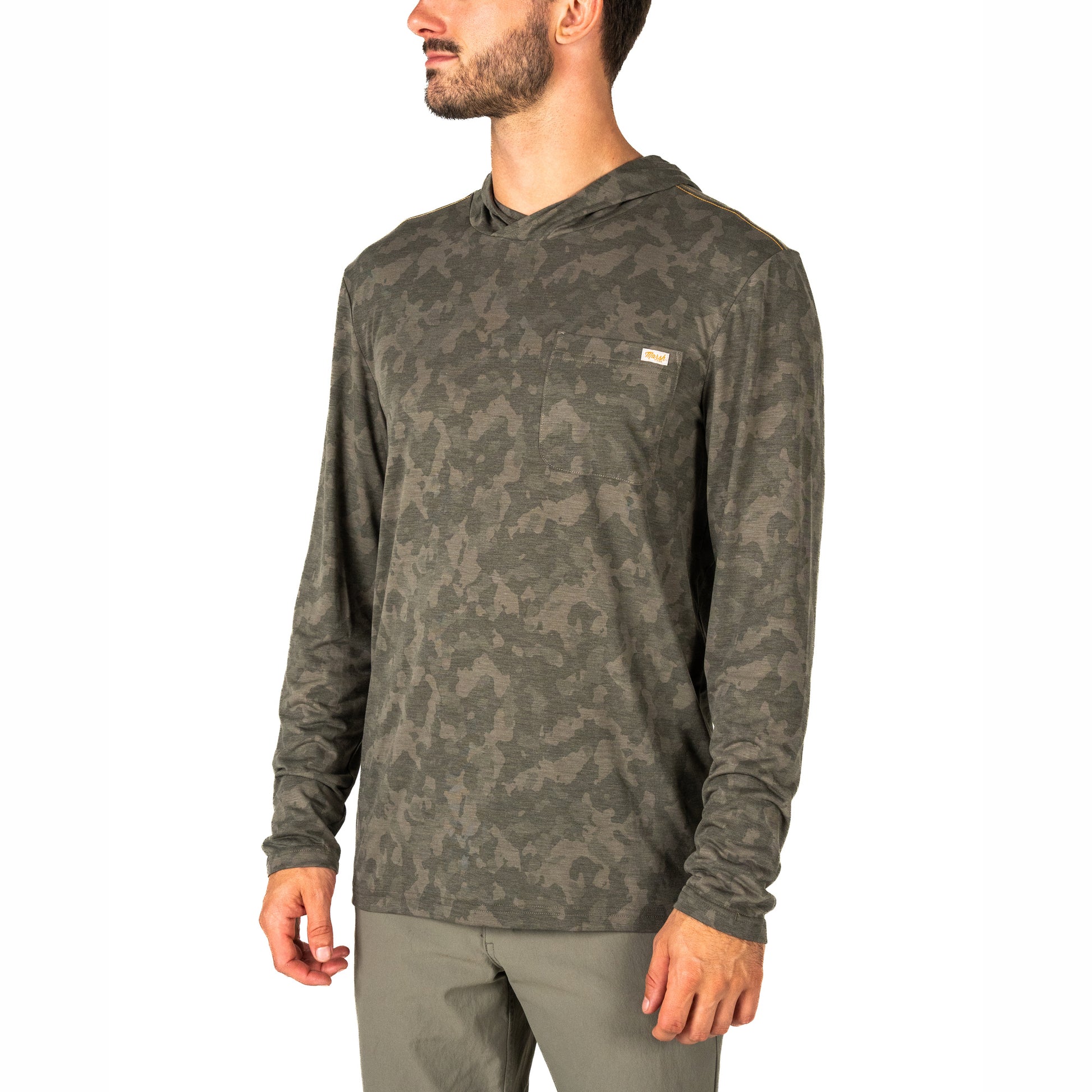 Marsh Wear Buxton Hagood Hood Shirt Fossil Foxhole Camo Marsh Wear