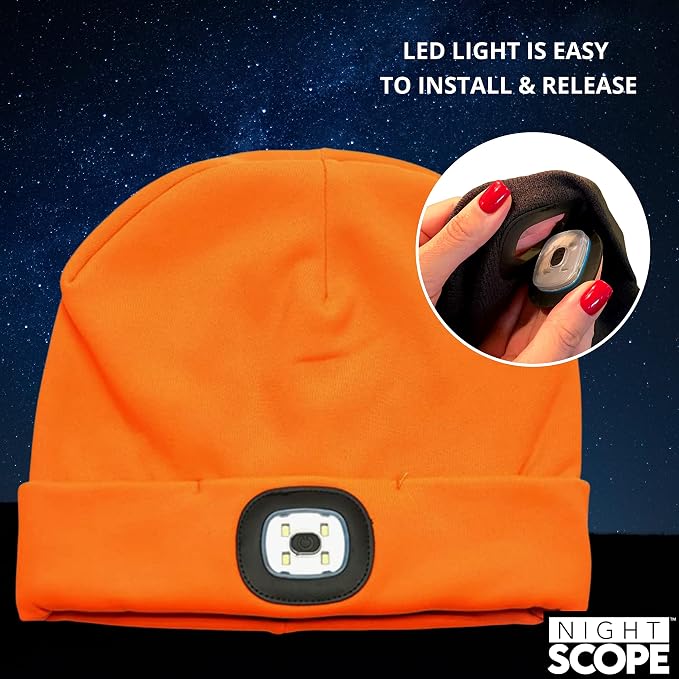 Night Scope Rechargeable LED Beanie Orange Night Scope