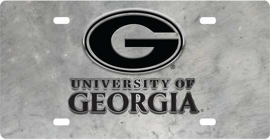 Georgia Bulldogs Metal License Plate Silver UGA