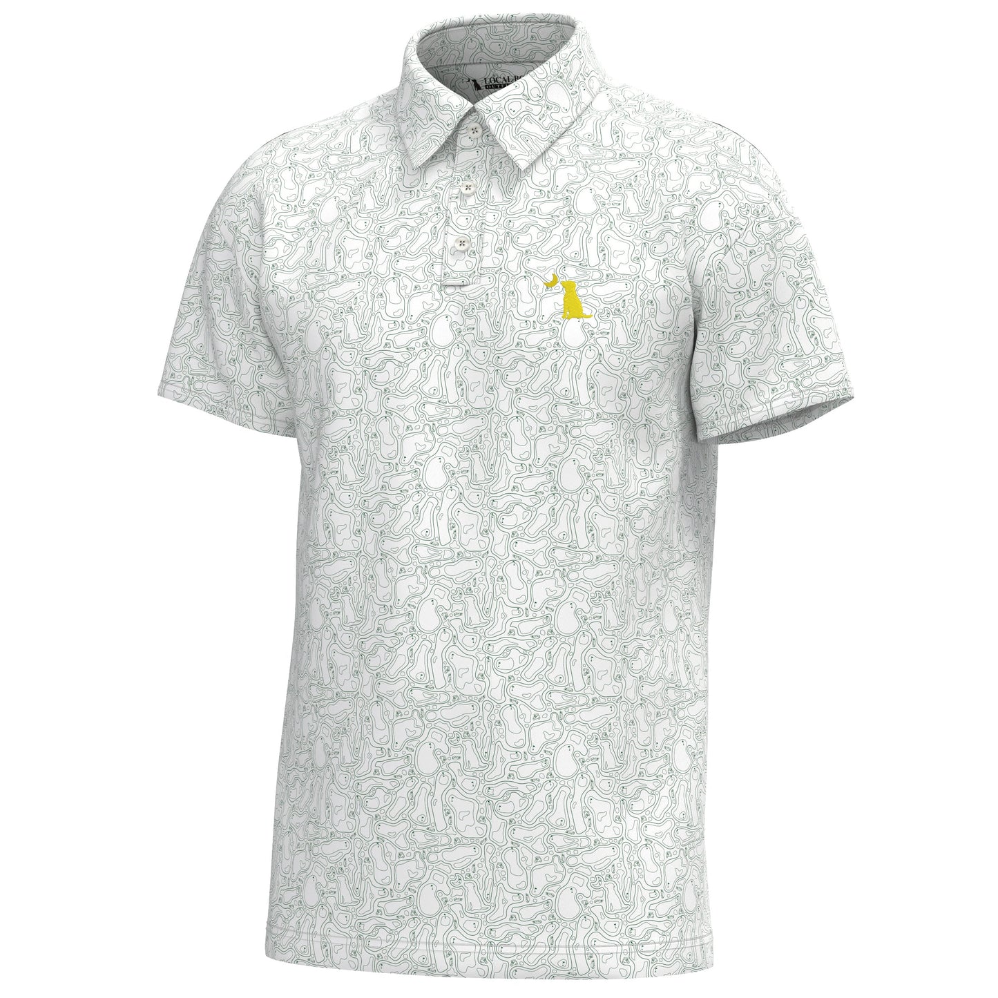 Local Boy Dirty Myrtle Polo Par 3 White and Green Local Boy Outfitters